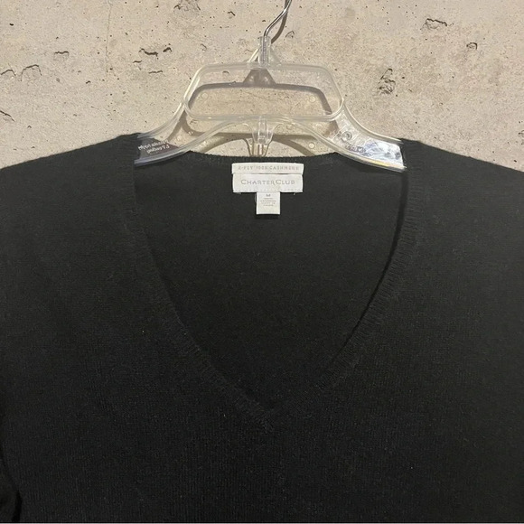 Charter Club Cashmere Sweater Womens Medium Black Long Sleeve Pullover V-Neck - Picture 4 of 7